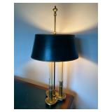 Vintage 3-Way Candle Stick Brass Base Desk Lamp W/Original Shade - $80