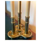 Vintage 3-Way Candle Stick Brass Base Desk Lamp W/Original Shade - $80