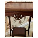 Antique Wood Carved 2-Tier Accent Table - 25.5"H x 16"W x 16"D - $90