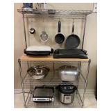 Steel Bakers Rack W/Wood Top - 55"H x 35.5"W x 13.5"D - $60