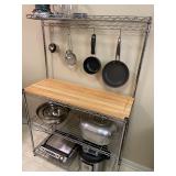 Steel Bakers Rack W/Wood Top - 55"H x 35.5"W x 13.5"D - $60