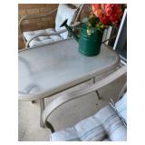 3PC Patio Set W/Vintage Watering Can. 2xChairs W/Cushions & 2-Tier Glass Top Table - $75