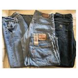 3 Pair Denim Jeans Lee, Levi & Nautica & 1 Levi Shorts Size 32 x 34 - $25