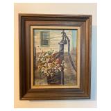 Framed Vintage Farmhouse Flowers Painting by LP 16"x18" - $40