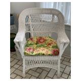 Pair Resin Wicker Patio Chairs - 36.5"H x 29.5"W x 20.5"D - $120