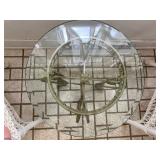Wrought Iron Beveled Glass Top Round Table - 21"H x 22"W x 22"D - $75
