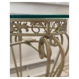 Wrought Iron Beveled Glass Top Round Table - 21"H x 22"W x 22"D - $75