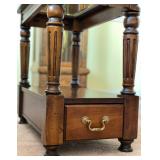 Vintage Side Table W/Beveled Glass Top Insert - 23"H x 13.5"W x25"D - $60