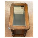 Vintage Side Table W/Beveled Glass Top Insert - 23"H x 13.5"W x25"D - $60