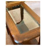 Vintage Side Table W/Beveled Glass Top Insert - 23"H x 13.5"W x25"D - $60