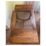Drop Leaf Coffee Table W/Beveled Glass Insert - 19"H x 48"W x 24"D - $75