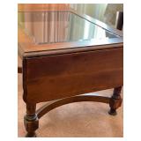 Drop Leaf Coffee Table W/Beveled Glass Insert - 19"H x 48"W x 24"D - $75