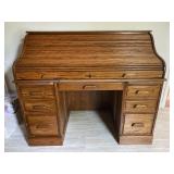 Vintage Oak Roll Top Desk - 46"H x 54"W x 29"D - Please Call For More Details 