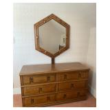 Thomasville 6-Drawer Dresser W/Hexagon Mirror - 72"H x 52"W x 21"D - $180