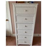 6-Drawer White Wicker Tall Lingerie Chest Of Drawers - 55"H x 24"W x 19"D - $80