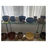 Glazed Pottery & Wrought Iron 2-Tier Plant Stand