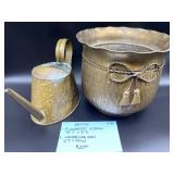 Brass Watering Can & Flower Pot