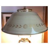 Vintage Gilbert Brass Swag Lamp W/Metal Tole Shade
