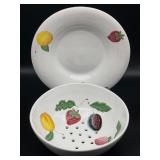 Cottura Ceramic Art Imports Fruit Colander W/Underplate 