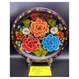 Vtg Handpainted Mexican Folk Art Wood Batea Tray 
