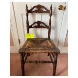 Antique Ladder Back Chair W/Rush Seat 