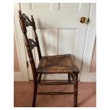 Antique Ladder Back Chair W/Rush Seat 