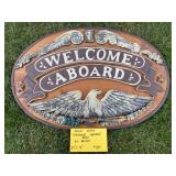 Solid Wood "Welcome Aboard" Sign 3D Relief 