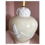 Vtg Fredrick Cooper Porcelain Ginger Jar Table Lamp W/Embossed Flower Design-Working-31"H x 12"-$100