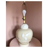 Vtg Fredrick Cooper Porcelain Ginger Jar Table Lamp W/Embossed Flower Design-Working-31"H x 12"-$100