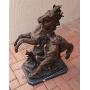 LARGE BRONZE ON MARBLE OF "MAN TAMING HORSE"  GREAT CONDITION 12X28X23.5  60 LBS