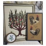 MCM Crewel Embroidered And Needlepoint Pictures