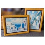 GreeceItaly Signed Watercolor Paintings X2