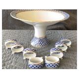 Imperial Russian Lomonosov Cobalt Net Fruit Stand +