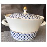Imperial Russian Lomonosov Cobalt Net Soup Tureen