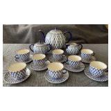 Imperial Russian Lomonosov Cobalt Net Tea Set