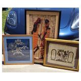 Vintage Batik Paintings X3