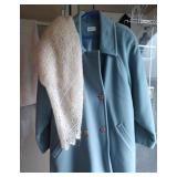 Aqua Hip Length Jacket & Wool Scarf