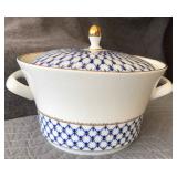 Imperial Russian Lomonosov Cobalt Net Soup Tureen