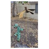 Metal Cactus And Flower Yard Art