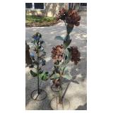 Metal Yard Flowers X3