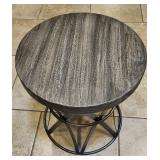 Round Wood And Metal Accent Table