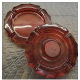 Vintage Fostoria Ruby Red Eagle Coin Ashtray X2