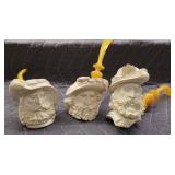 Vintage Meerschaun Carved Renaissance Pipes X3