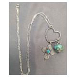 James Avery Sterling Necklace WCharm Holder & 2 Charms