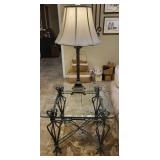Glass Top End Table With Lamp