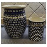 Boleslawiec Mosquito Pattern Polish Pottery Vase Plus
