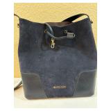 Authentic Michael Kors Cary Medium Cobalt Suede & Leather Bucket Bag
