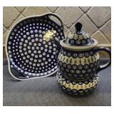 Boleslawiec Peacock Eye Polish Pottery Tea Kettle And More