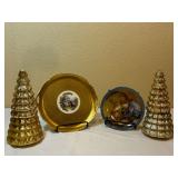 Two Golden Christmas Tree Candles & More