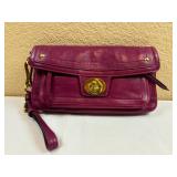 Authentic Plum Color Coach Wristlet Handbag
